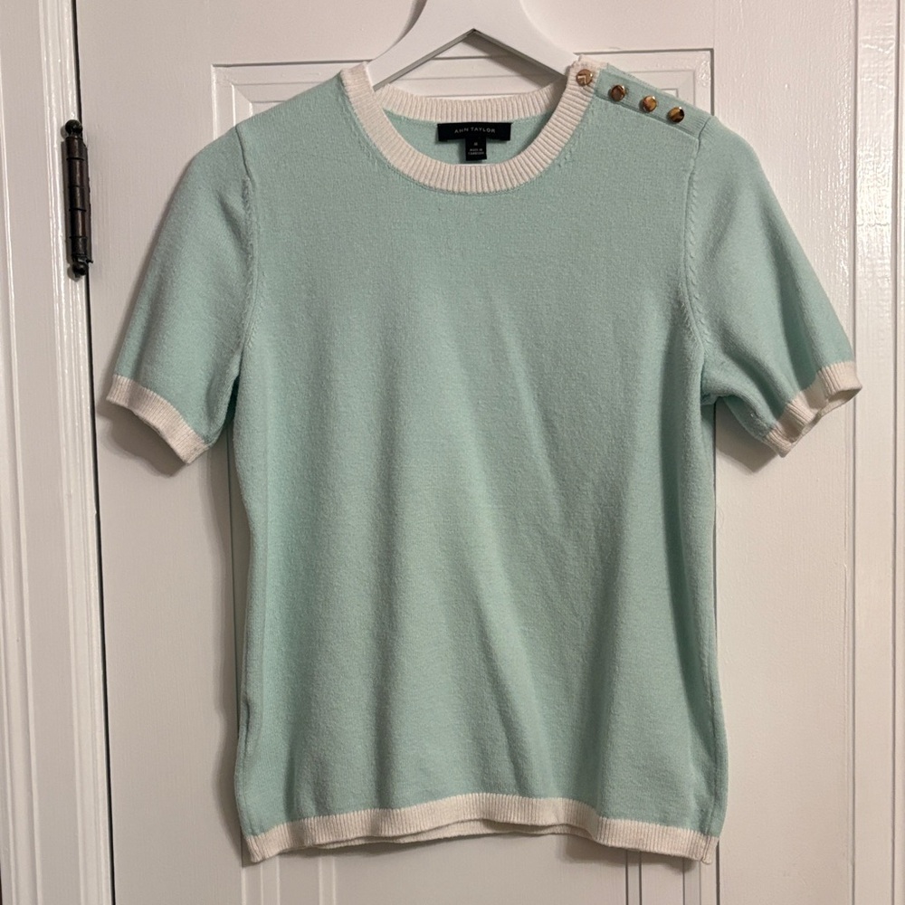 Ann Taylor Light Green Sweater with Button Accents